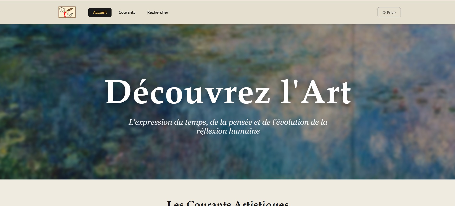 Aperçu du site sur les courants artistiques